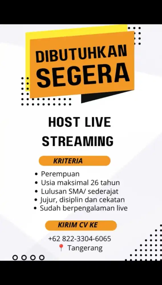 Merekrut staf penjualan toko online dan siaran langsung.