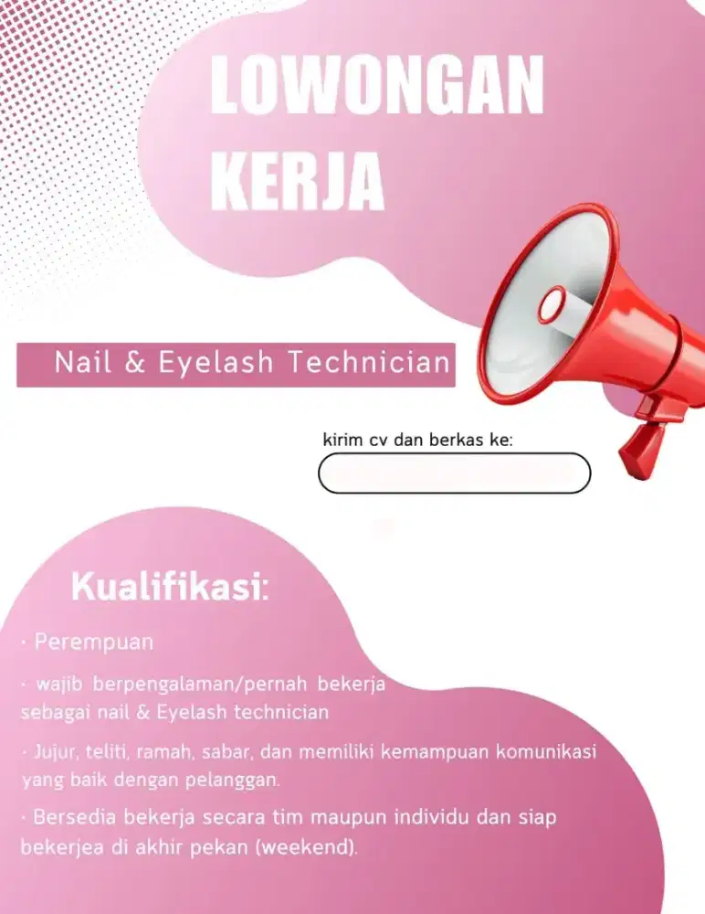 Lowongan Kerja Nail & Eyelash Technician