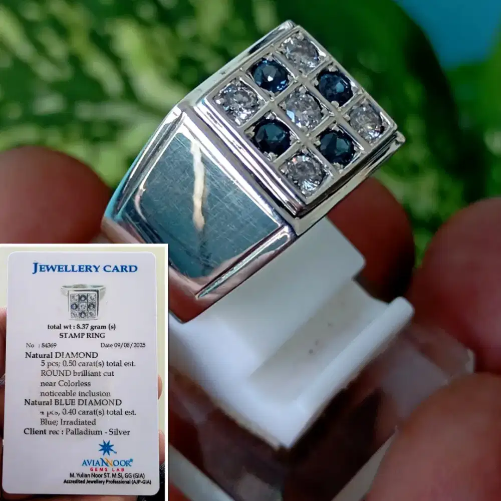 Berlian Ring Palladium silver Lab Aviannor
