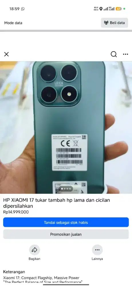 Xiaomi 17 Baru ( Tukar tambah hp lama dan cicilan ready)