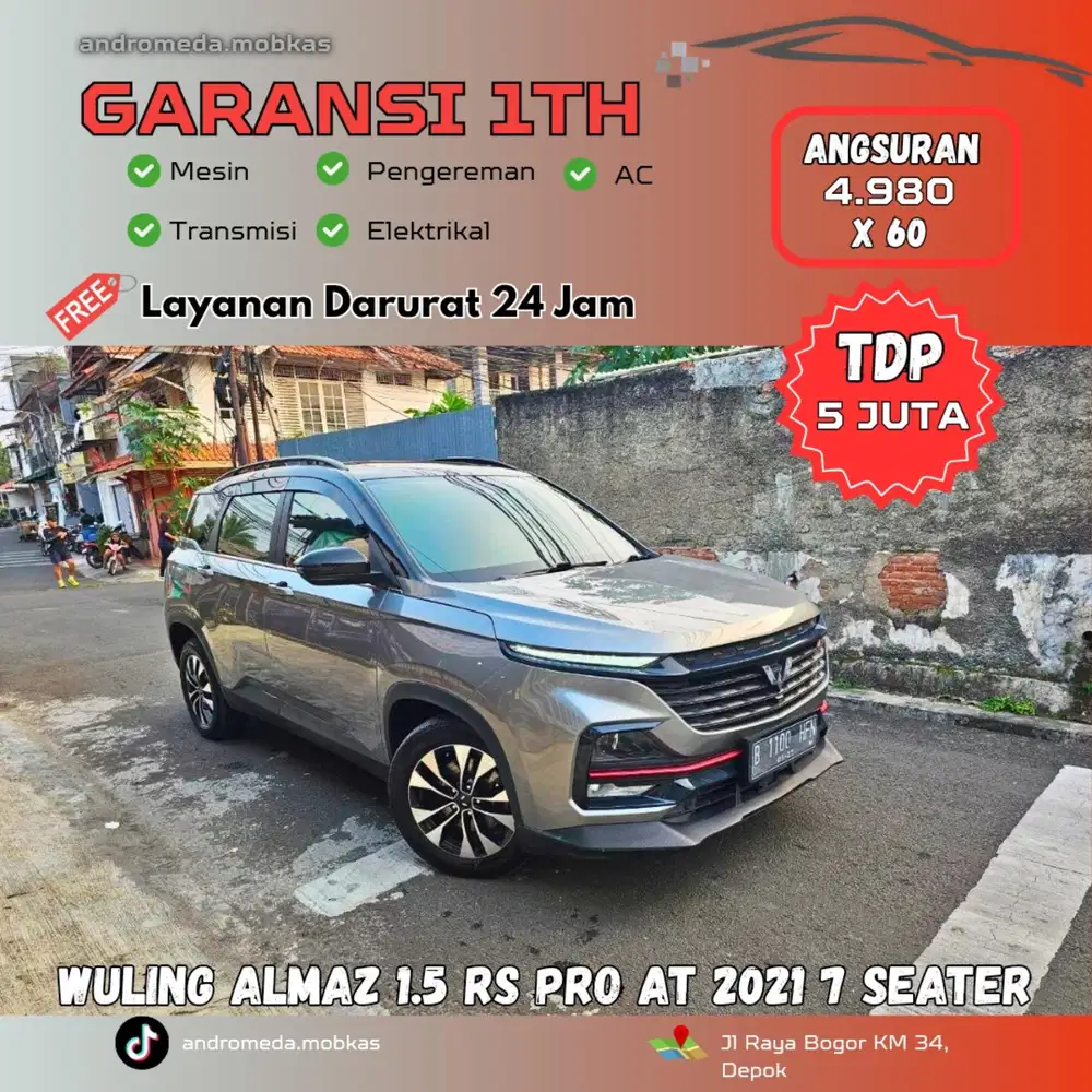 TDP TERMURAH 5 JT WULING ALMAZ 1.5 RS PRO MATIC 2021 7 SEATER ISTIMEWA