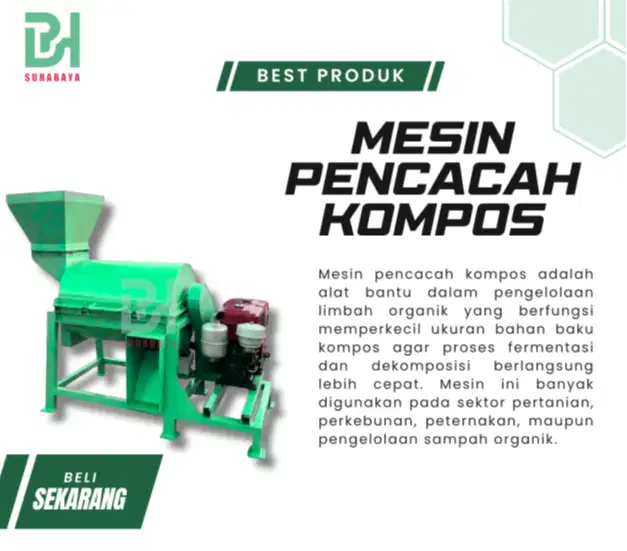 MESIN PENCACAH KOMPOS - 100 SAMPAI 300 Kg/jam - BARU - TERMURAH