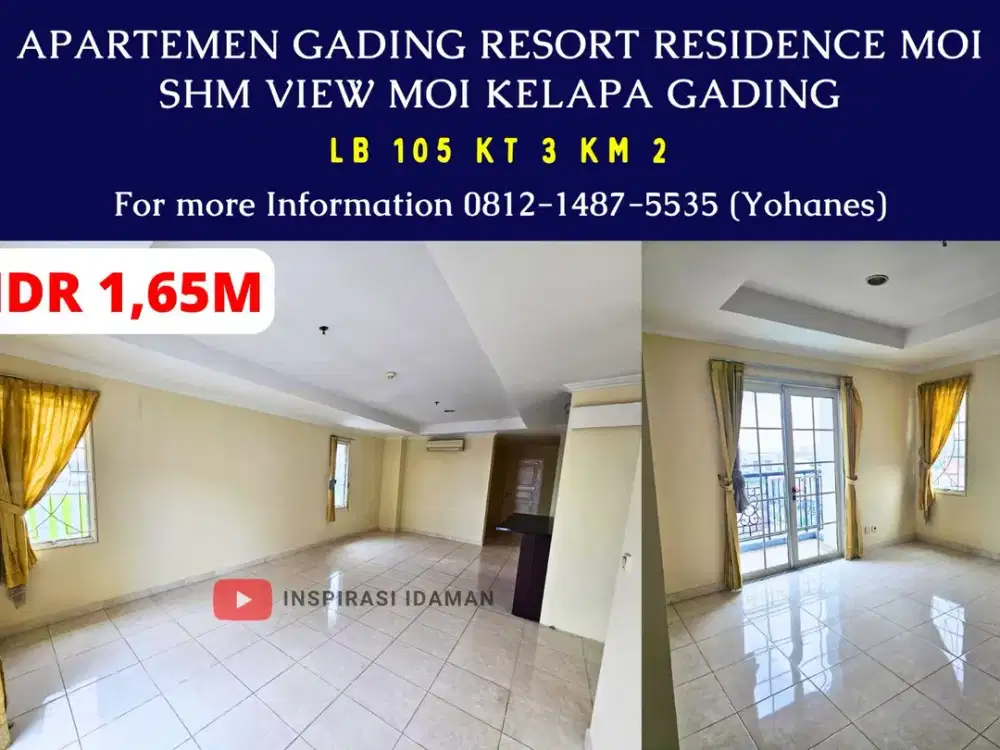 Apartemen Gading Resort Residence MOI 3BR 105m² SHM View MOI Kelapa Gading