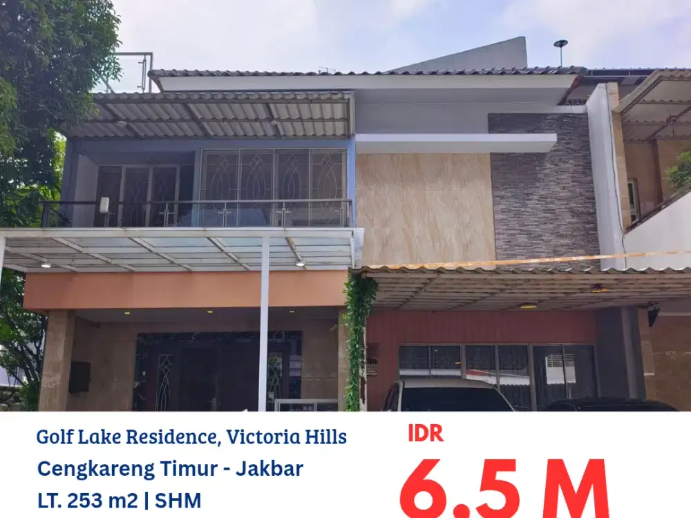HFN0352 JUAL CEPAT rumah hook 2,5 lantai bagus di perumahan Golf Lake Residence, Cluster Victoria Hills, Cengkareng Timur, Jakarta Barat