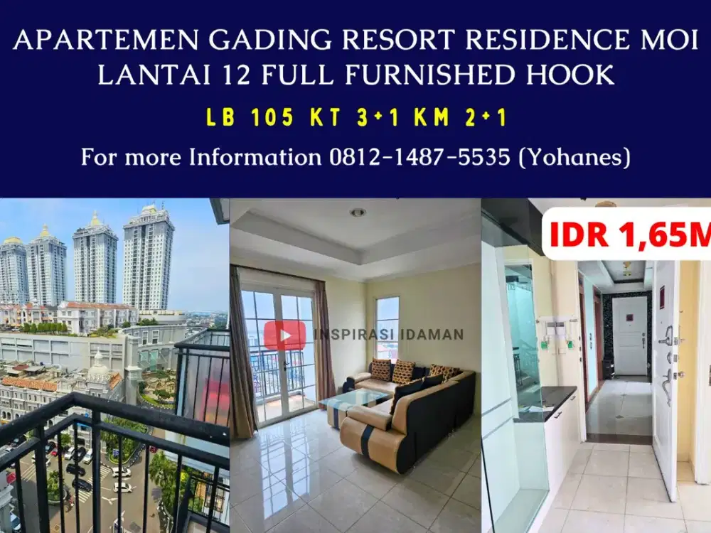 Apartemen Gading Resort Residence MOI 105m² Full Furnished Hook