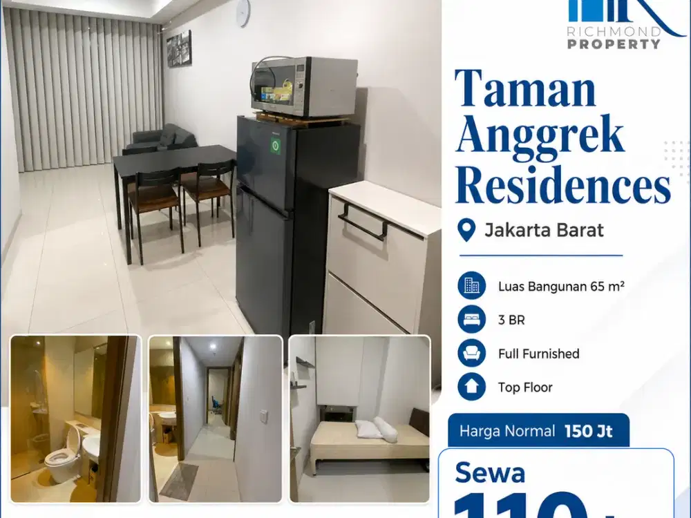 Disewakan Apartemen Taman naggrek Residence 3BR Siap Huni Jakarta Barat