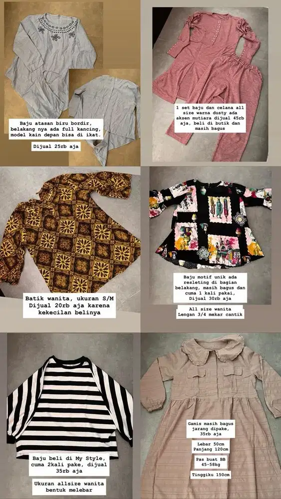 DIJUAL BAJU PRELOVED SATUAN SESUAI DESKRIPSI