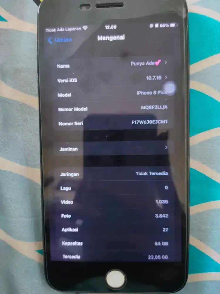Iphone 8+ hp cas kondisi apa adanya