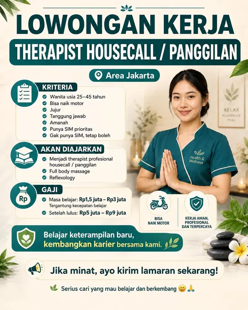 Lowongan Pekerjaan Therapist Wanita