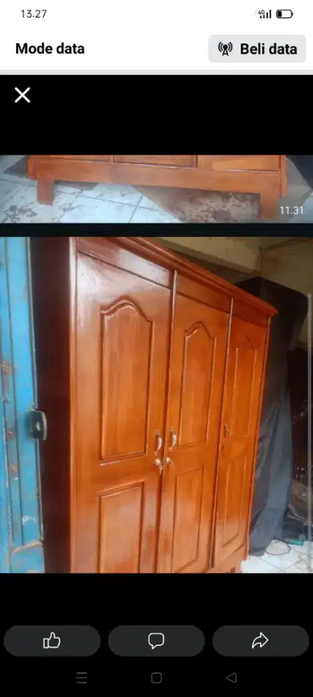 Lemari kayu jati bekas tahun 1989 bekas berat dah melamin