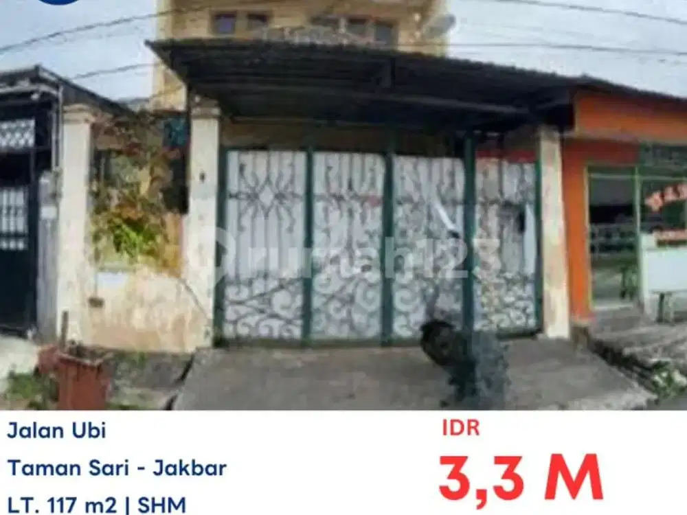 Dijual Rumah Lelang Aset Bank di Mangga Besar, Kecamatan Taman Sari, Kota Administrasi Jakarta Barat.