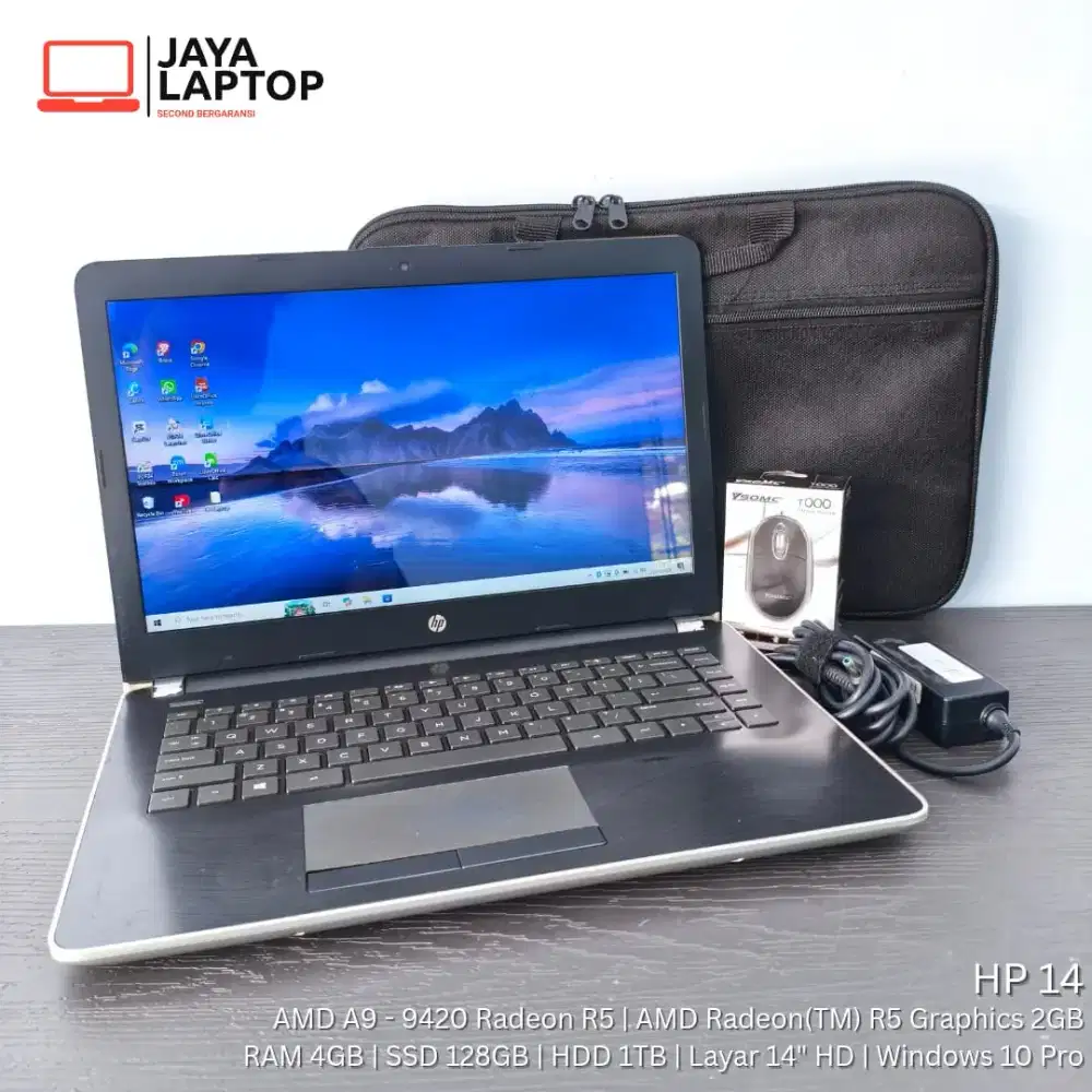 HP 14 AMD A9 RAM 4GB SSD 128GB HDD 1TB 14 inch Laptop Second Bekas