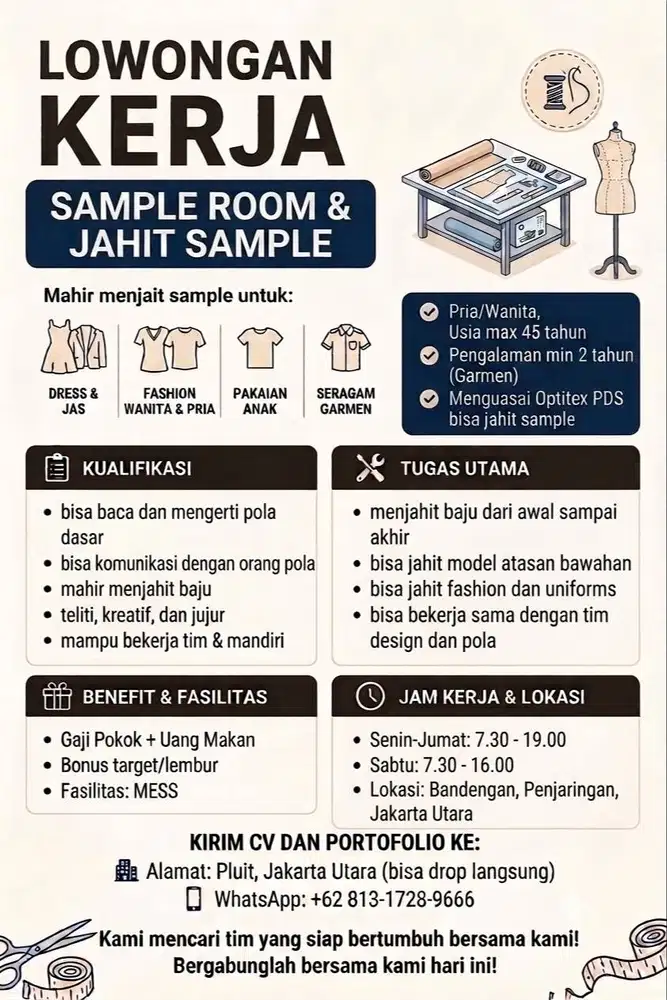 dicari tukang jahit sample tukang jait jahit penjahit dan tukang pola
