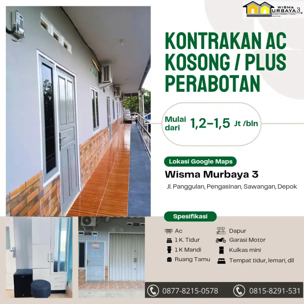 KONTRAKAN AC KOSONGAN/ PLUS PERABOT