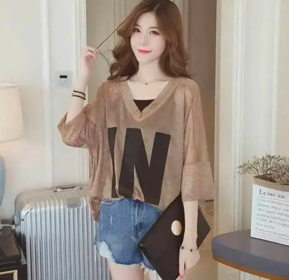 Blouse Vneck Wanita Import