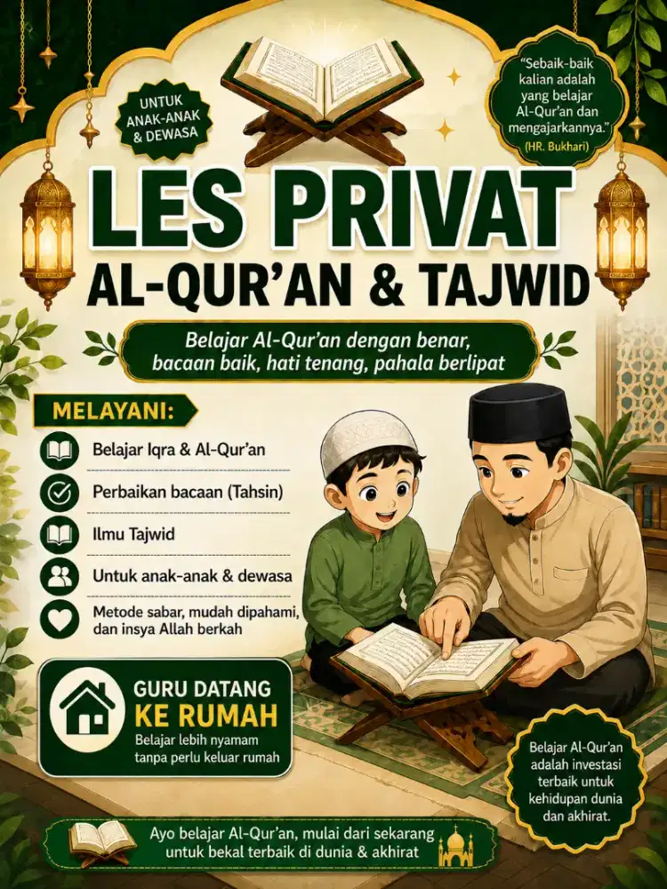 JASA LES PRIVAT MEMBACA Al Qur'an