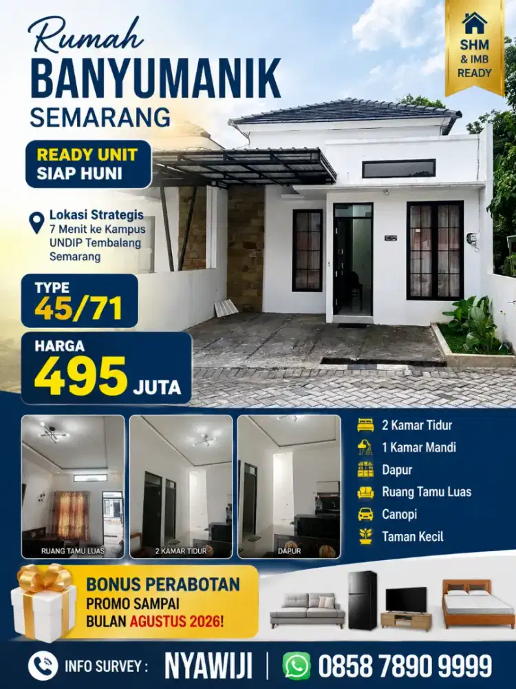 RUMAH SHM SIAP HUNI FREE PERABOT DI SEMARANG