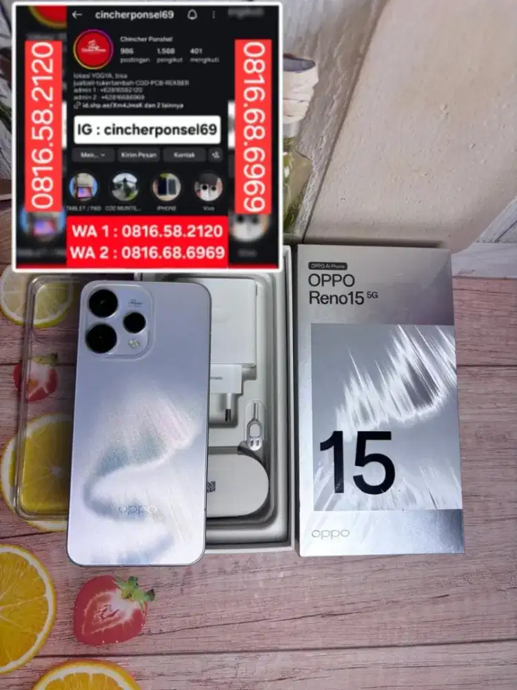 JUAL hp OPPO RENO 15 5G 8/256 open dus SAJA dan garansi belum aktivasi