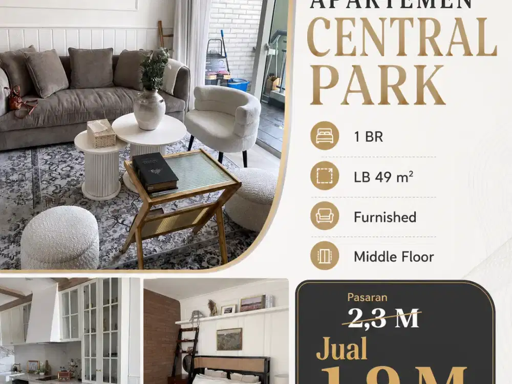 Dijual Apartemen Central Park 1BR Full Furnished Lokasi Strategis Jakarta Barat Nego!!