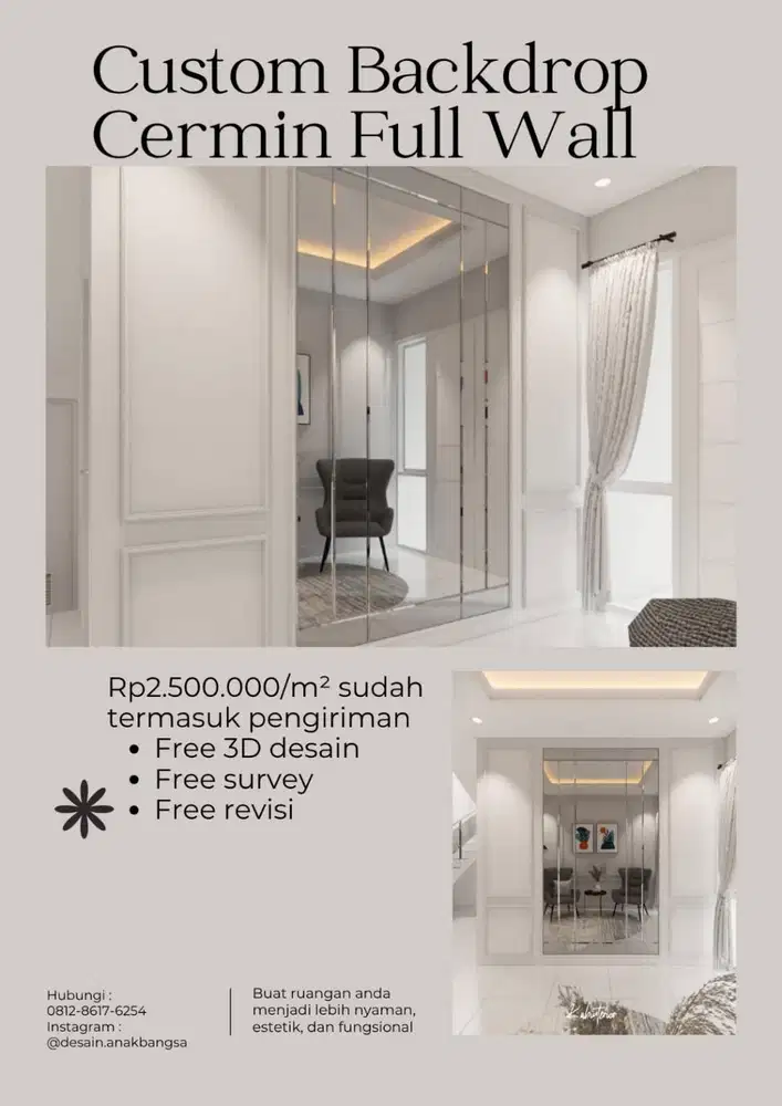 Custom Backdrop Cermin Full Wall Minimalist