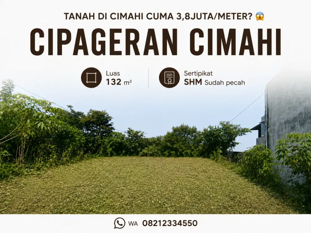 Jarang Ada! Kavling 132 m² View Pegunungan di Kolonel Masturi, SHM Siap Bangun
