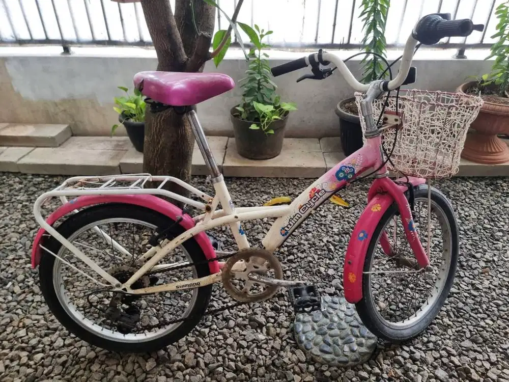 Sepeda Anak Merk Wim Cycle Pink Cute!  Ukuran 20, Siap Pakai, murah...