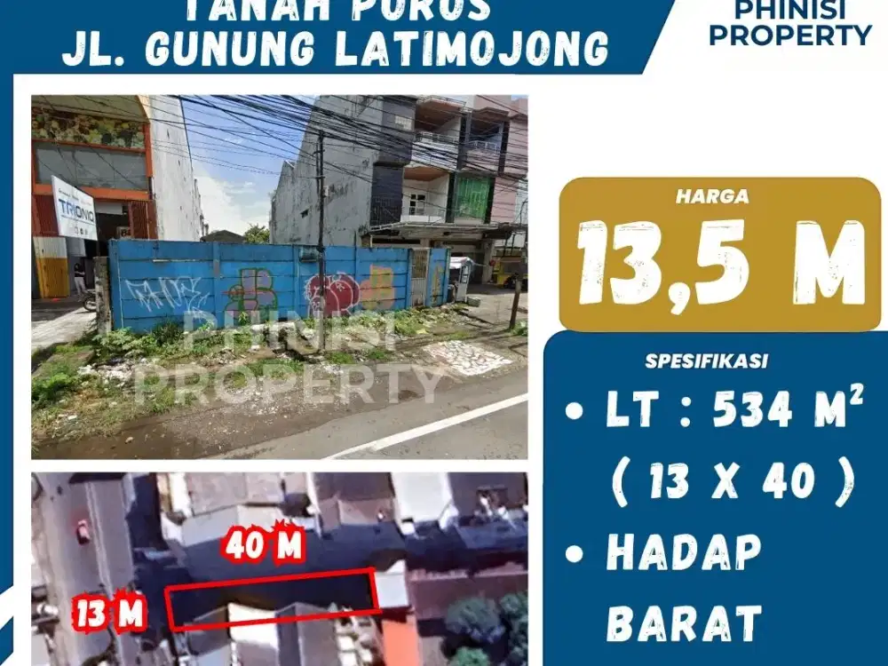 Dijual Tanah Komersial Strategis di Jl. Gunung Latimojong, Makassar
