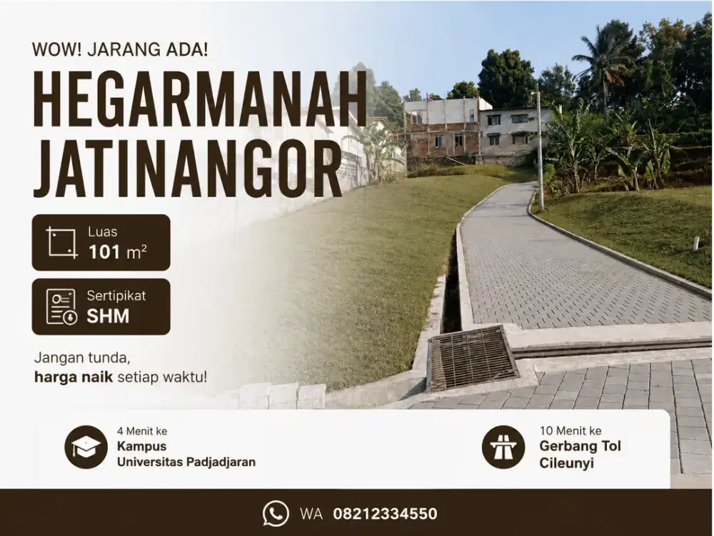 Jarang Ada! Kavling SHM 101 m² di Hegarmanah Jatinangor, Hanya 4 Menit ke Unpad