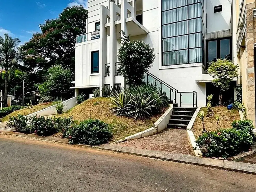 dijual rumah luxury modern 3 lantai fasad glass-wall di legenda wisata cibubur
