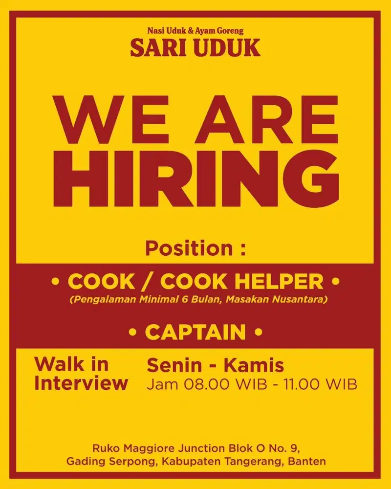 HIRING COOK & CAPTAIN