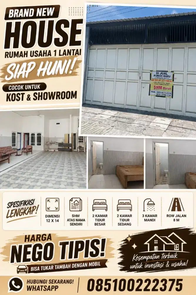 Rumah usaha baru lingkar timur sidoarjo bisa tukar tambah dengan mobil