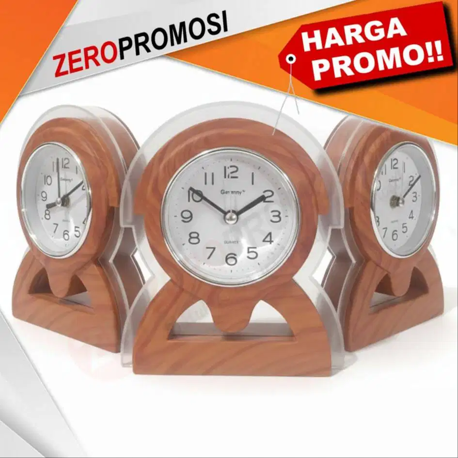 Souvenir Jam Meja Kayu JMK-02 Custom Logo untuk Corporate Gift