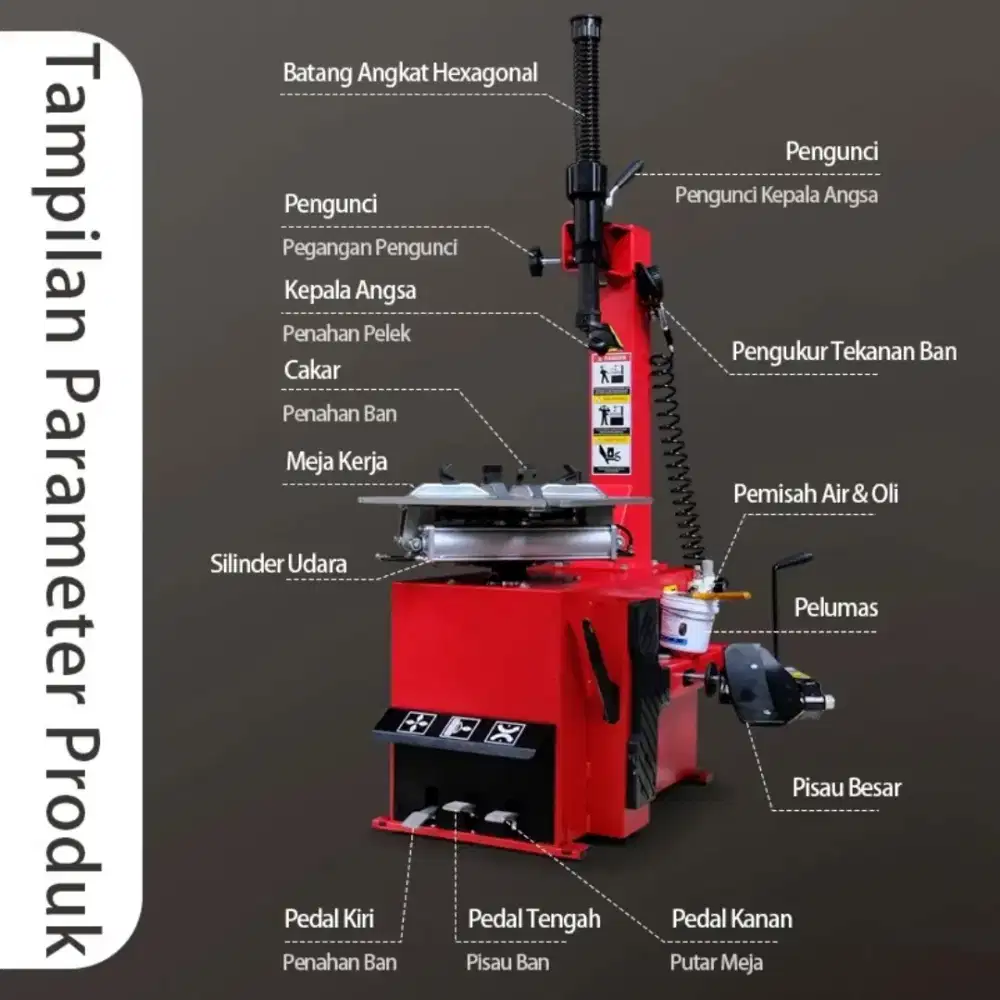 Mesin Pembuka Ban Mobil Motor Otomatis Tyre Changer 11-24 Inch 220V