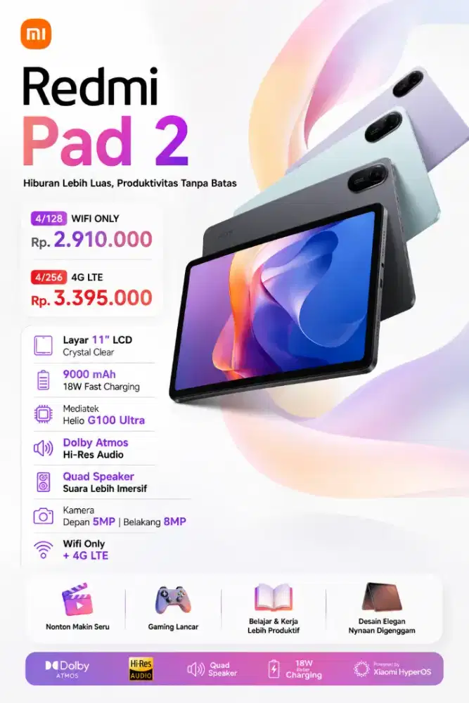 REDMI PAD 2 11 4G 8/256 & 8/128 WIFI NEW | HARGA PROMO | BISA COD