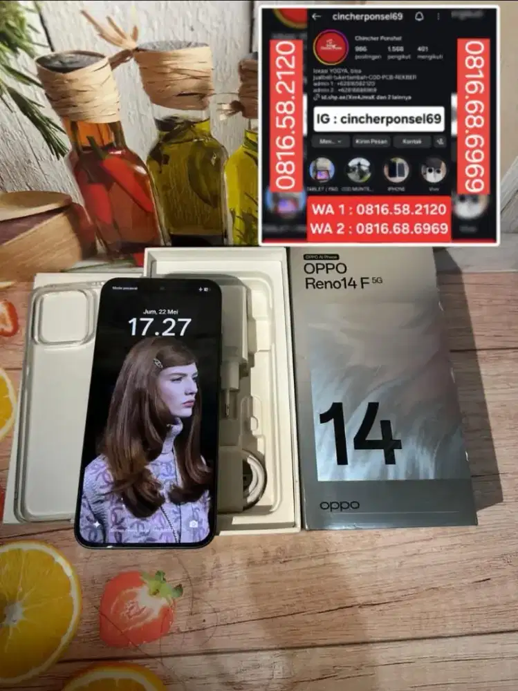 Jual hp LIKENEW oppo reno 14f 5g 8/256 istimewa grns resmi on 08 2026