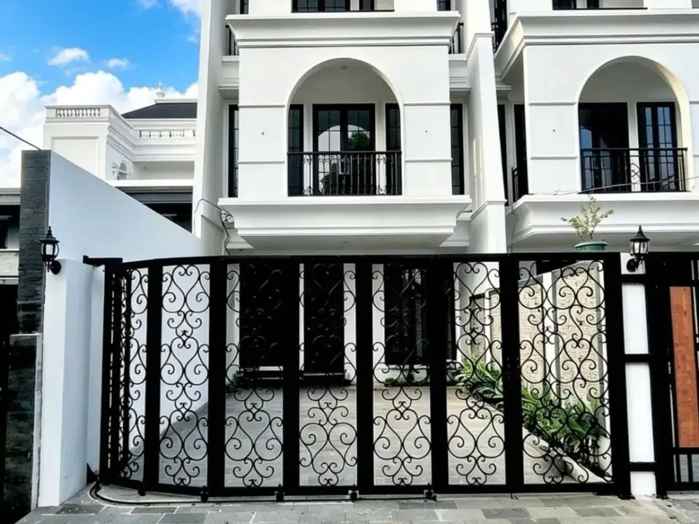 dijual rumah 3 lantai modern elegan, fasad megah carpot luas di perdatam pancoran