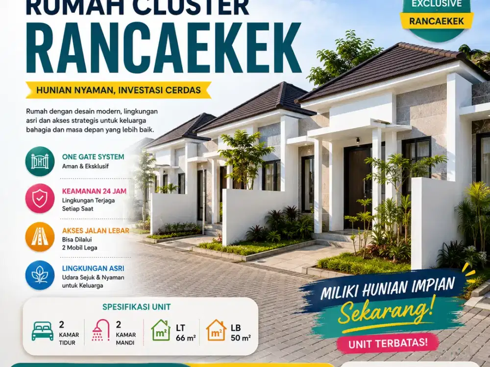 Rumah Cluster Rancaekek Siap Huni, Bisa Cash & KPR