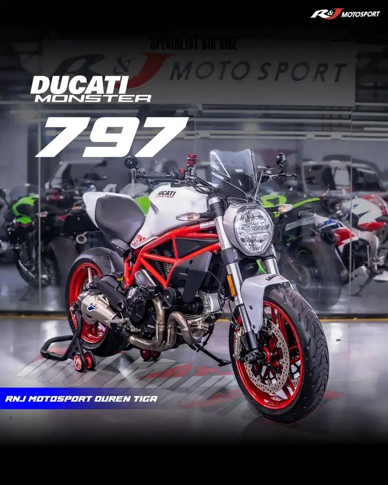 ‎Ducati Monster 797 monster 795 Km 9.500an  warna Putih Termignoni