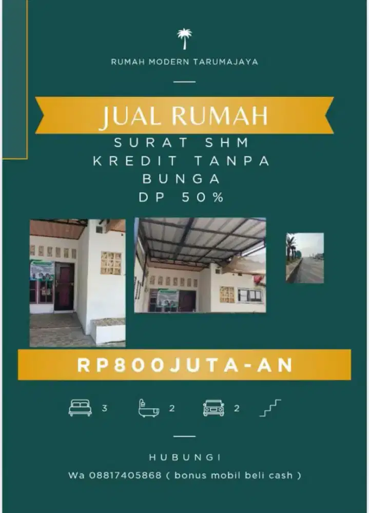 Jual rumah ( kredit tanpa bunga ) selama 10 Thn