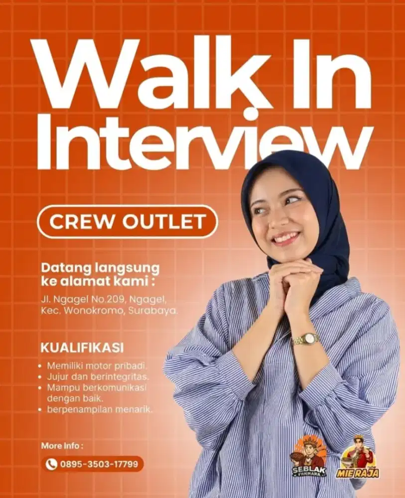 we are hiring!! Crew outlet seblak permata