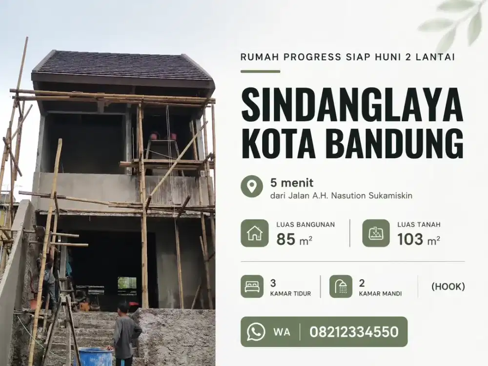 Rumah Progress Siap Huni 2 Lantai 103 M2 SHM Sindanglaya Kota Bandung