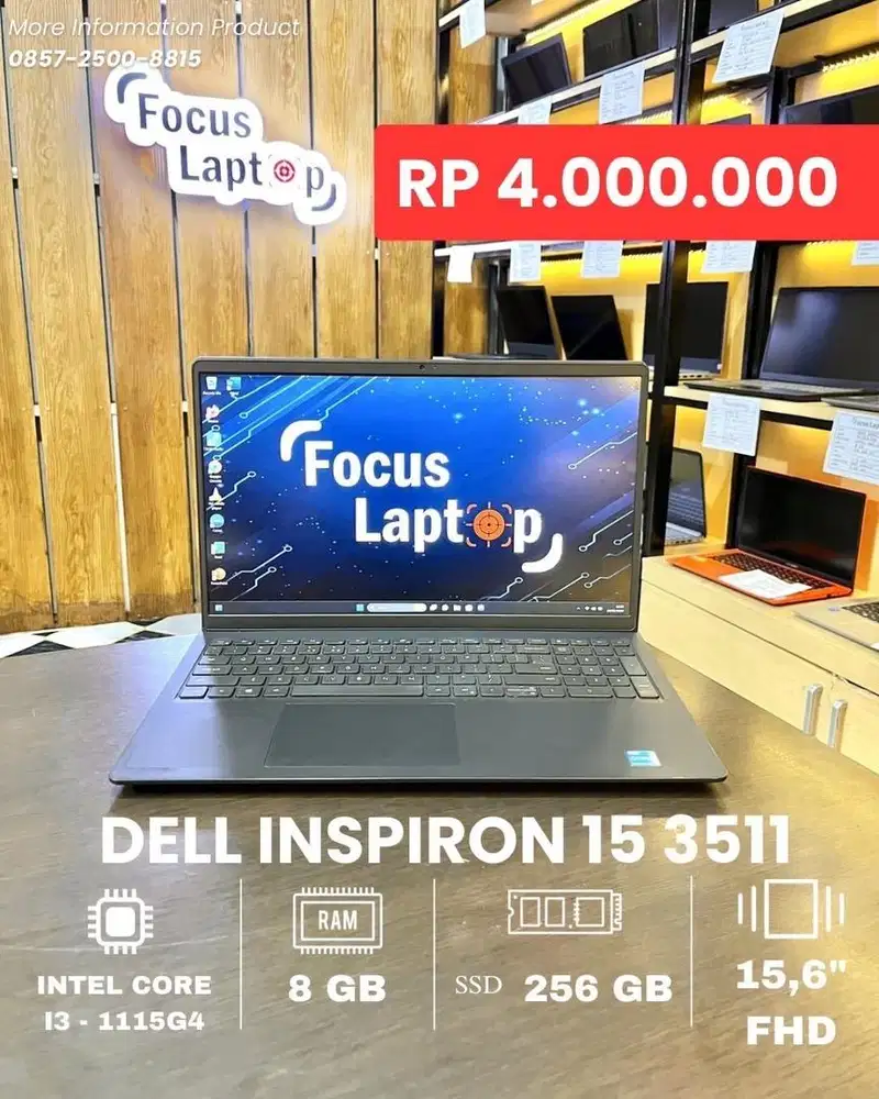 DELL INSPIRON 15 3511. INTEL CORE I3-1115G4. RAM 8 GB. SSD 256 GB.