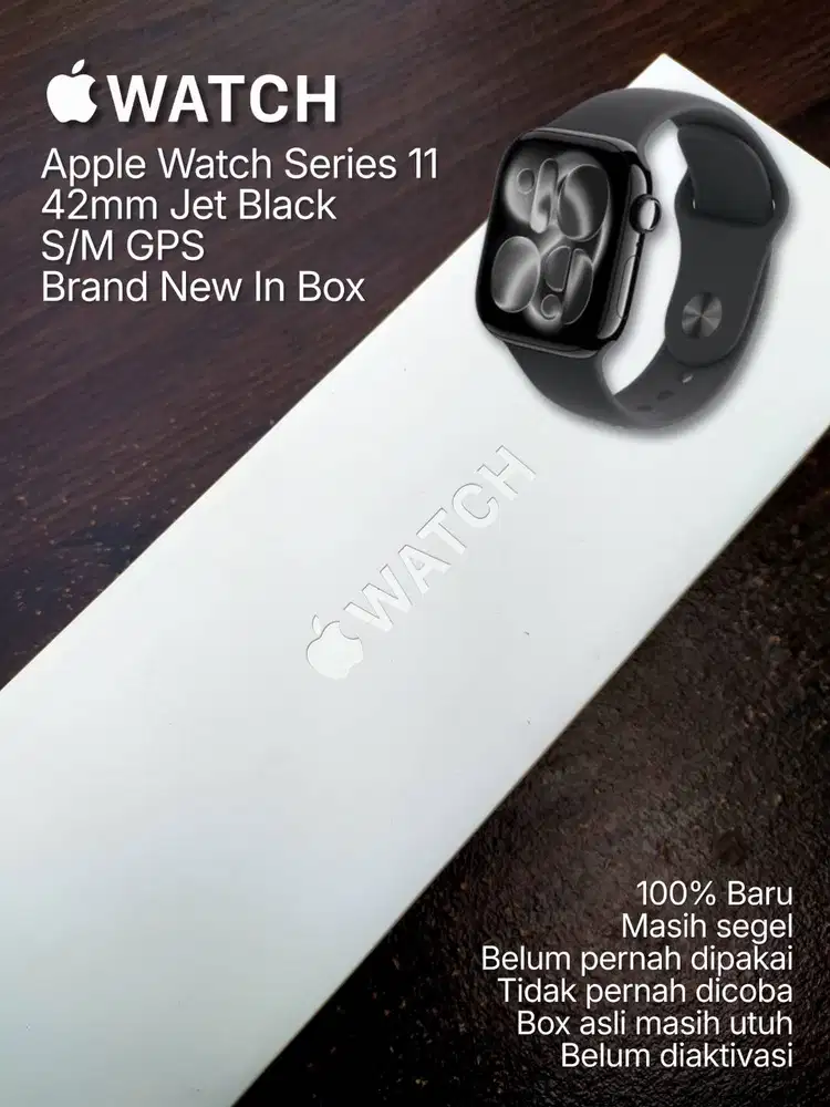 Apple Watch Series 11 iWatch 11 Sport Band Black S/M GPS. BNIB Baru