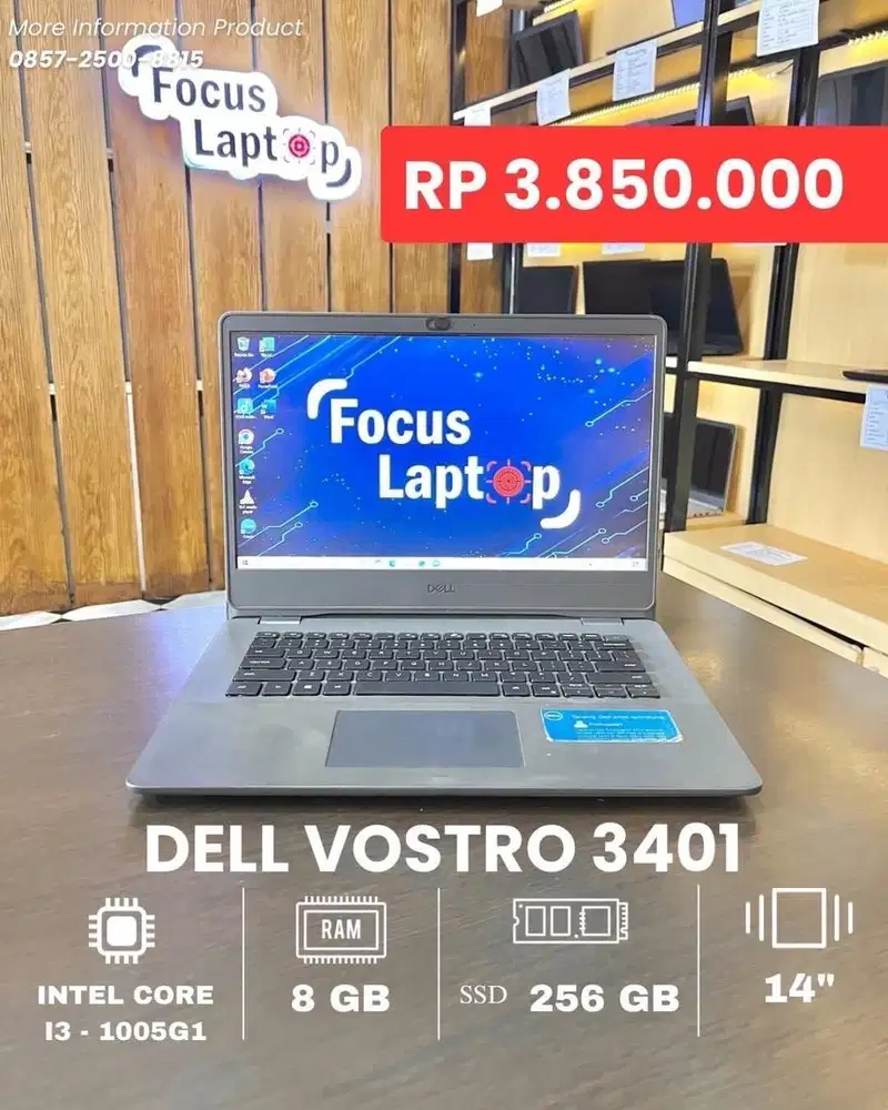 DELL VOSTRO 3401. INTEL CORE I3-1005G1. RAM 8 GB. SSD 256 GB.