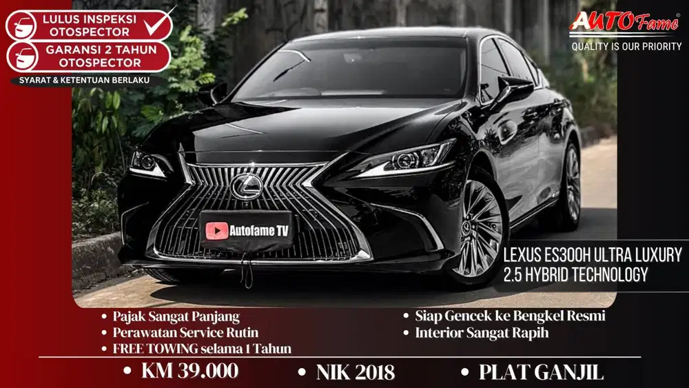 Lexus ES300h Ultra Luxury 2.5 Hybrid Technology NIK 2018 Black On Cogn