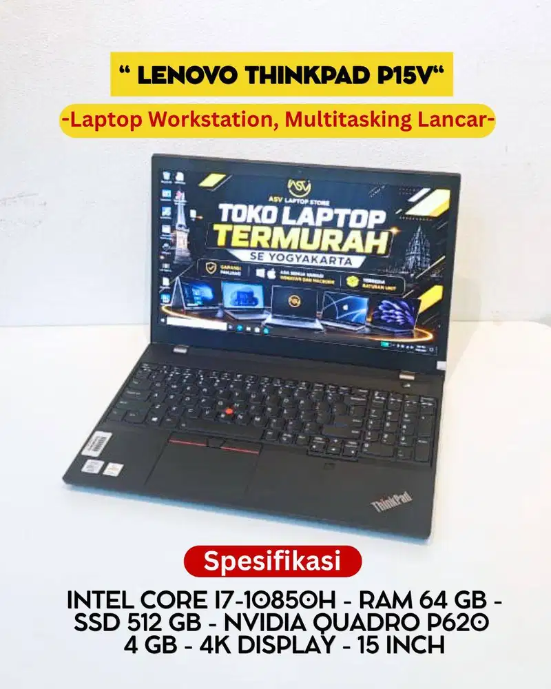 LENOVO THINKPAD P15V I7 10850H RAM 64GB SSD 512GB QUADRO P620 4GB 4K