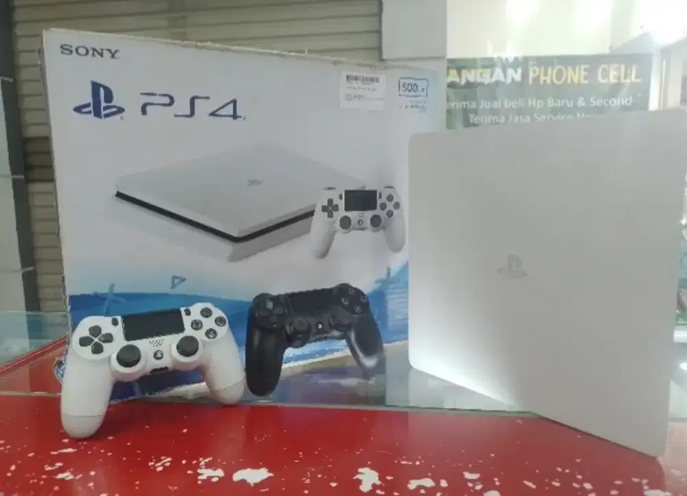 PS4 Slim Ori 500GB + 2 Stik (Glacier White)