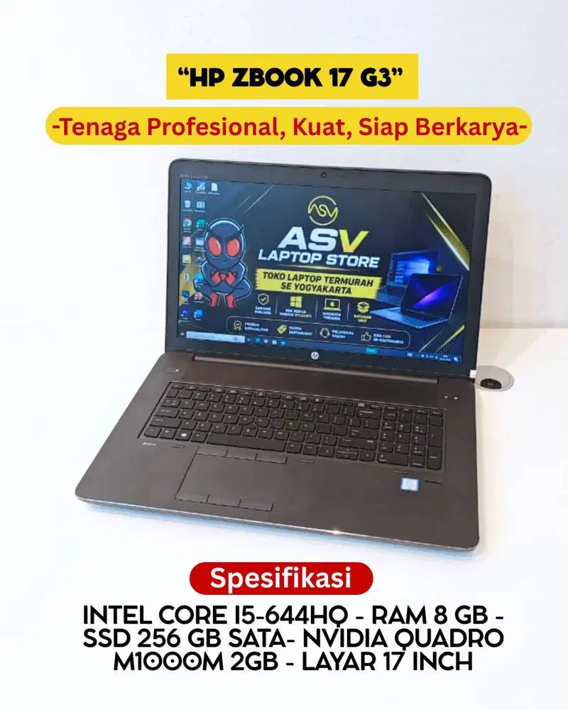 HP ZBOOK 17 G3 CORE I5 6440HQ RAM 8GB SSD 256GB QUADRO M1000M 2GB ORI