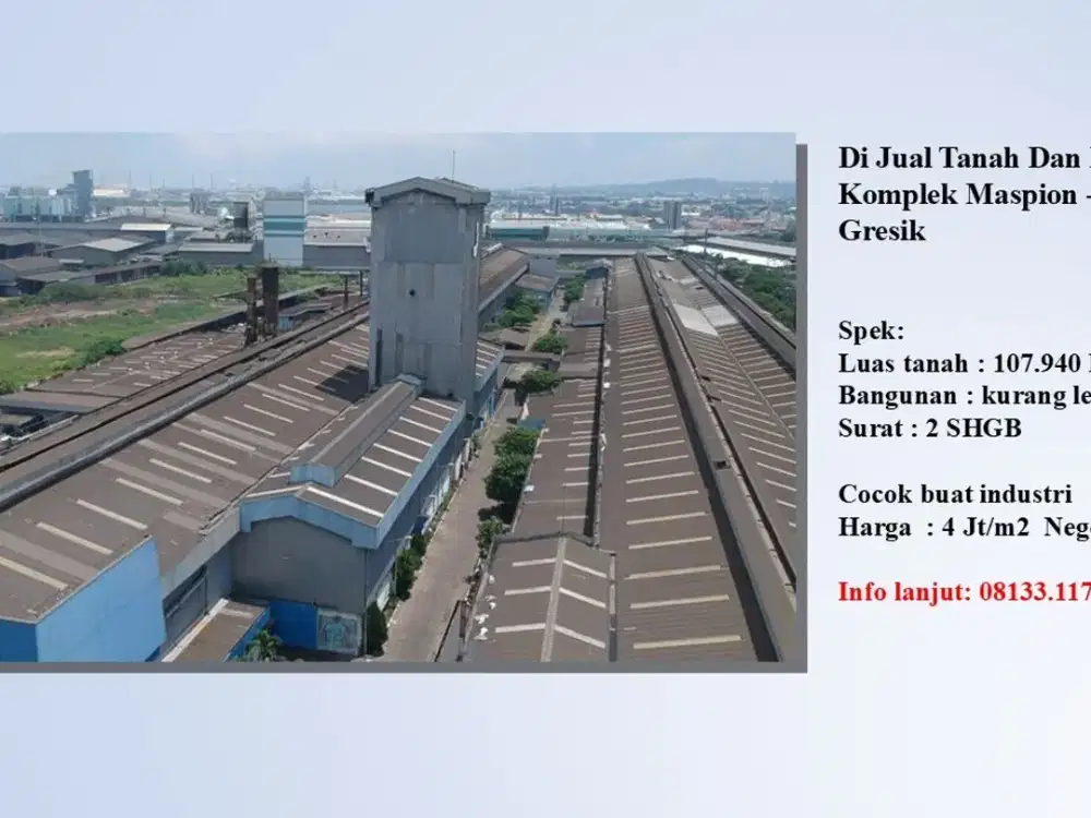 Di Jual Tanah Dan Bangunan  Komplek Maspion - Manyar Gresik