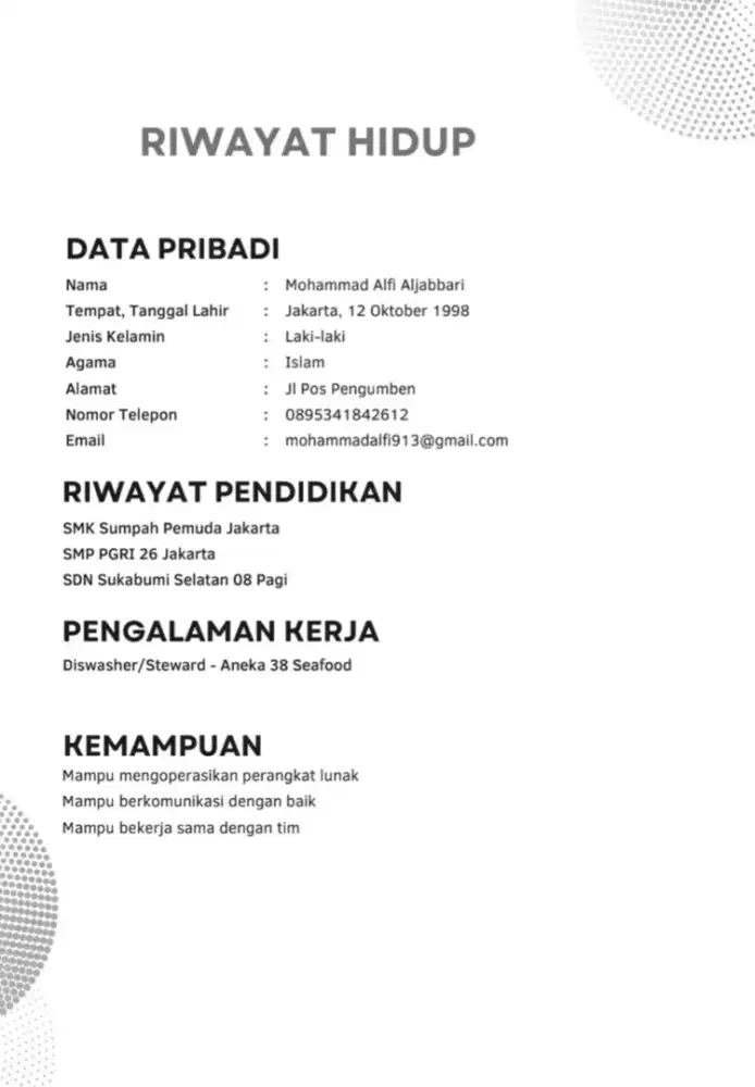 Saya ingin mencari Pekerjaan